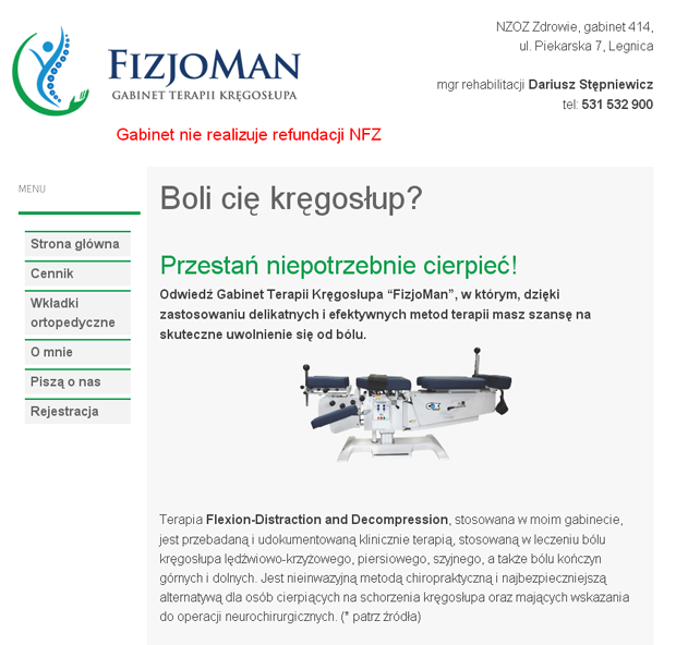 Fizjoman - Gabinet Terapii Kręgosłupa